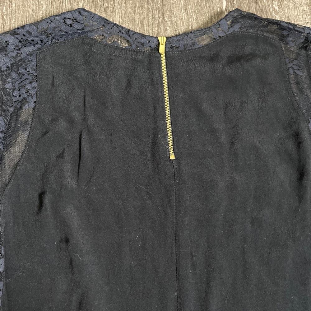 Sandro Paris Black Lace‎ Trim 3/4 Sleeve Top Blouse Elegant Chic Size 1 US 4 - Picture 7 of 7